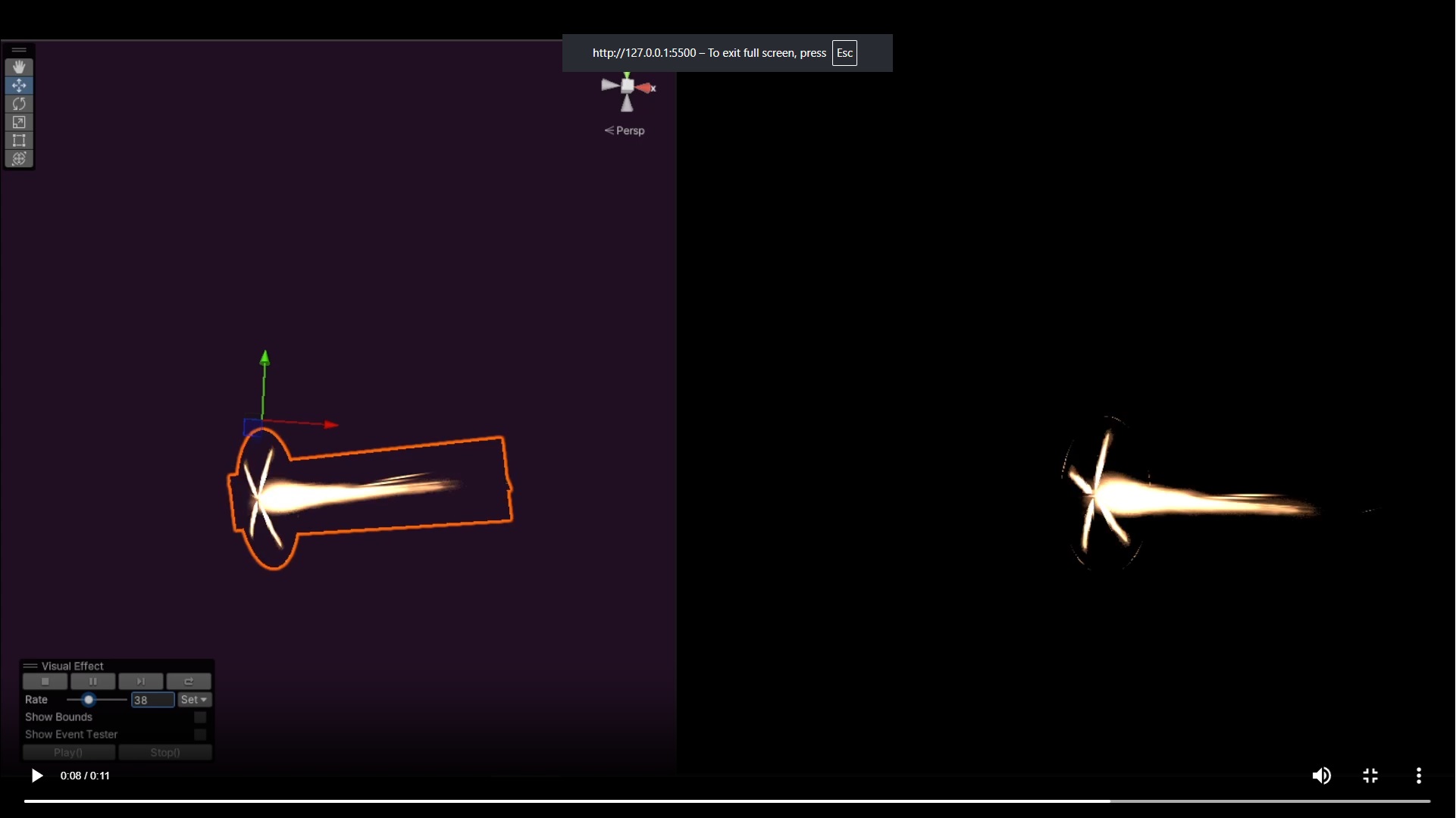 Muzzle flash effect made with VFX Graph