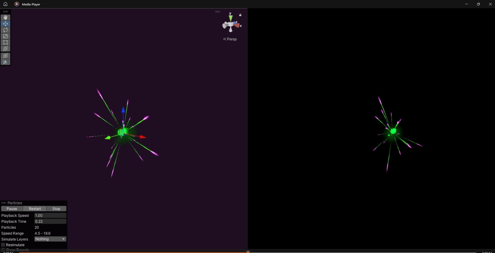 Impact effect made with Unity particle systems