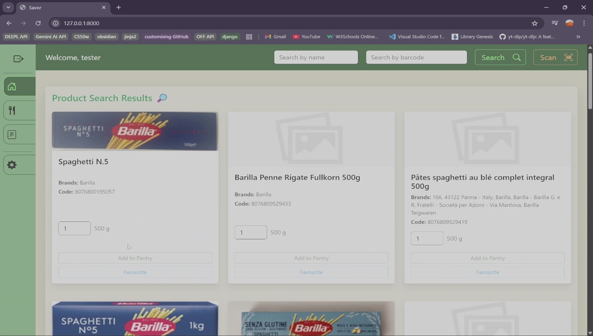 Savor product search
