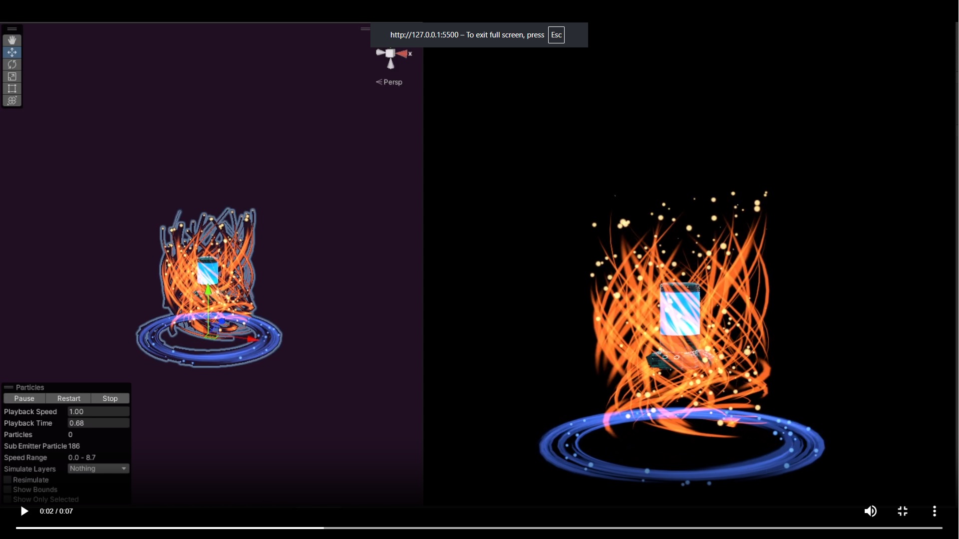 Spawn effect made with Unity particle systems